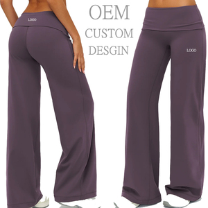 Leggings Deportivos de Pierna <span class=keywords><strong>Ancha</strong></span> para Mujer, Diseño OEM Personalizado, Cintura Alta, Efecto Levanta Glúteos, Elásticos, Transpirables, para Gimnasio - Product Image 1