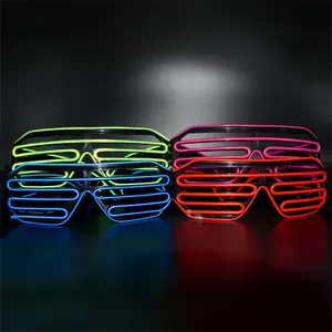 도매 LED 깜박임 맞춤형 사운드 활성화 선글라스 깜박임 엘 와이어 네온 파티 안경