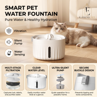 Fontaine à eau automatique pour chat 2L avec filtre 4 couches, pompe silencieuse, capteur intelligent anti-brûlure à sec, durable et robuste