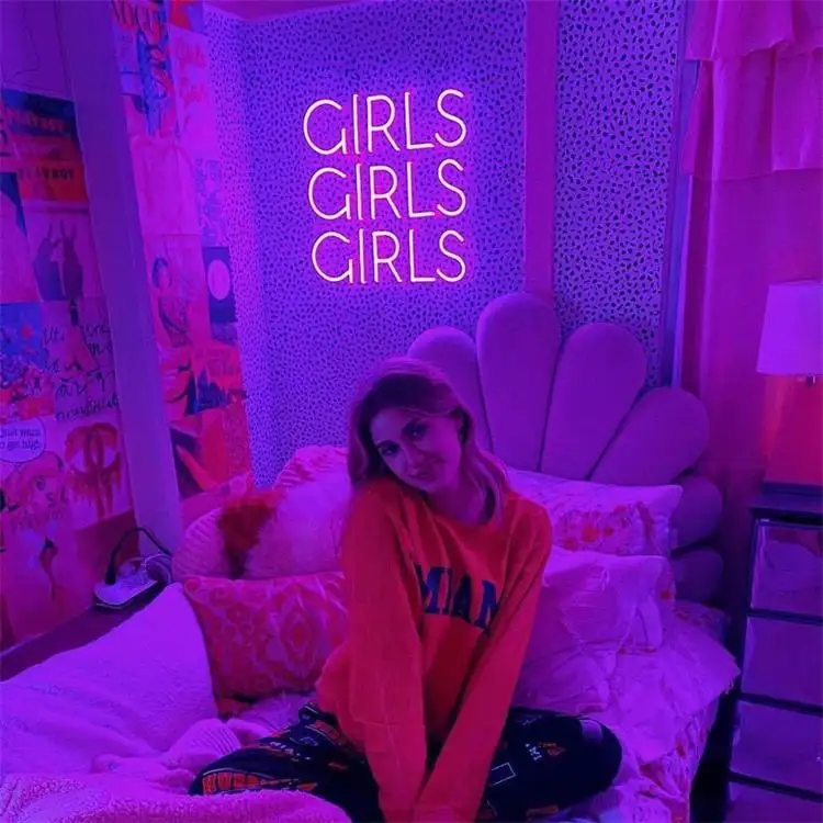 Customized Diy Acrylic Boards Led Light Neon Letter Sign For Girls Bedroom Decor