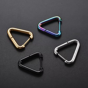 Boucles d'oreilles créoles unisexes en or, argent, noir et arc-en-ciel, étanches, pour oreilles sensibles, style punk, bijoux pour usage quotidien - Product Image 2