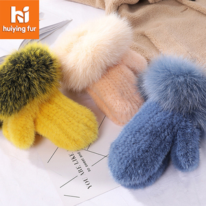 <span class=keywords><strong>Mitaines</strong></span> de luxe en vraie fourrure de vison pour femme, gants d'hiver thermiques doux, chauds et confortables, faits à la main, pour l'extérieur et les soirées - Product Image 1