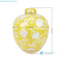 RXAY-LH2530  Guci Mutiara Musim Dingin Latar Belakang Kuning Pola Bunga Burung Putih Porselen Cina Antik