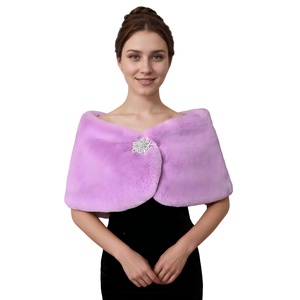Women Faux Fur <b>Shawl</b> with Rhinestone Brooches Eleagnt <b>Shawls</b> for Bridal <b>Wedding</b> Party Bridal - Product Image 4