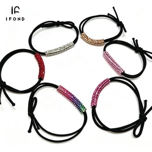 IFOND Coletero <span class=keywords><strong>de</strong></span> Doble Capa con Brillantes y Pedrería, con Banda Elástica que No Daña el Cabello, para Mujeres y Niñas, Accesorio para el Cabello para Uso Diario y Fiestas, OEM ODM - Product Image 4