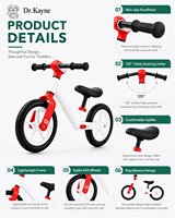 Vélo d'équilibre pour enfants de haute qualité, 1,5+ ans, pneus à suspension de 10 pouces, selle ergonomique, sonnette, fabricant de vélos pour tout-petits
