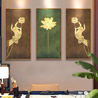 Art décoratif en feuilles de bananier de style thaïlandais d'Asie du Sud-Est : Art mural pour studios de yoga et salons de beauté ; Peintures murales de plantes tropicales
