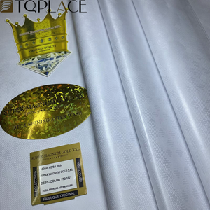 Tissu de Dentelle <span class=keywords><strong>Bazin</strong></span> 100 % Coton, 5 Mètres, Haute Qualité, Couleur Blanche, pour <span class=keywords><strong>Robe</strong></span> de Mariage ou de Soirée Nigériane - Product Image 1