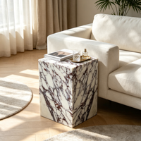 Table d'appoint en marbre Calacatta Viola 100% naturel, table basse en pierre pour appartement, villa, hôtel, salon, chambre à coucher
