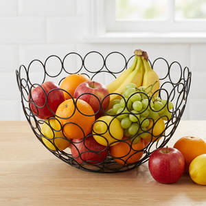 Modern Stainless Steel Wire Fruit <b>Basket</b> Round Metal Storage Bowl for Kitchen Dining <b>Table</b> Countertop Organizer - Product Image 3