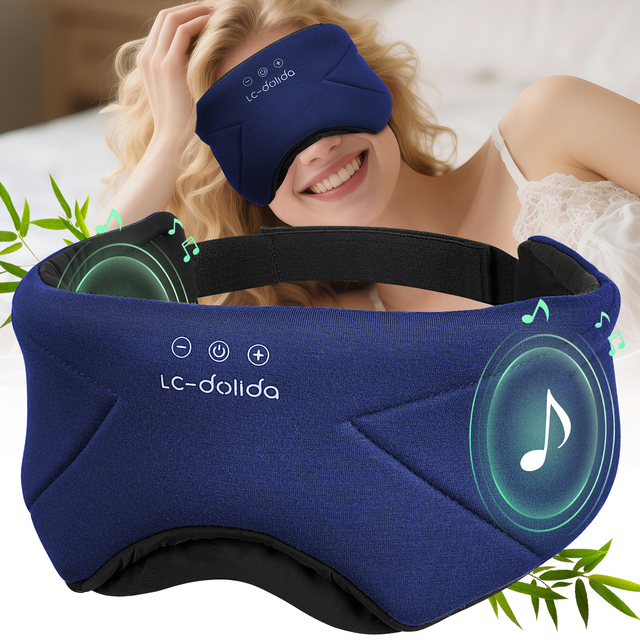 Light Blocking Sleep Eye Mask with Bluetooth 5.4 Breathable Flat Style No Ear Pressure for Office Nap