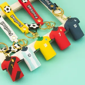 创意高品质3D足球运动衫钥匙扣运动游戏明星钥匙扣书包吊坠PVV礼品钥匙扣
