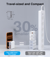 Chargeur mural rapide HNT Factory 100W GaN magnétique 3A3C multi-USB, adaptateur secteur personnalisé EU UK US AU JP pour iPhone et tablette