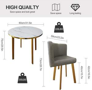 Juego Moderno de Mesa de Comedor Redonda y Sillas para Ocio Cafetería Negociaciones Balcón Recepción de Oficina Pequeña Tienda Popular en Internet - Product Image 6