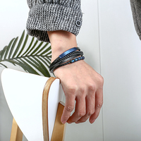 Pulsera de Cuero Personalizada con Barra de Identificación en Acero Inoxidable para Hombre
