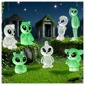 Simpatico gioco per bambini 3D giocattolo in resina aliena in miniatura figurina <span class=keywords><strong>extraterrestre</strong></span> incandescente con fascino luminoso giardino scultura decorazione acquario - Product Image 5