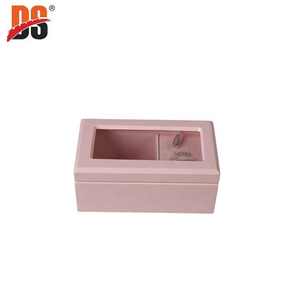Customized Transparent Window Matt Wooden Rectangle <b>Gift</b> Packaging Pink Silk Screen Logo <b>Small</b> Music <b>Box</b> DSJ-1012 Model - Product Image 3