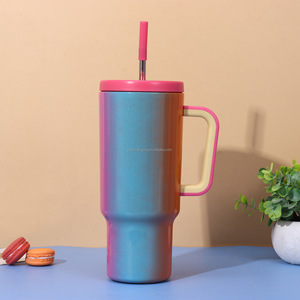 Taza aislada de acero inoxidable 304 de gran capacidad con mango de doble color 40 oz Rainbow Gradient Ice <span class=keywords><strong>Bully</strong></span> Cup Office Cup - Product Image 5