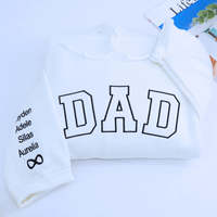 Sweat à capuche unisexe respirant personnalisé pour papa avec nom de enfant brodé, motif uni, en jersey, idéal pour l'hiver
