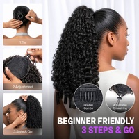 Extensions de cheveux humains bouclés birmans super denses avec queue de cheval à boucles torsadées et bande de serrage invisible