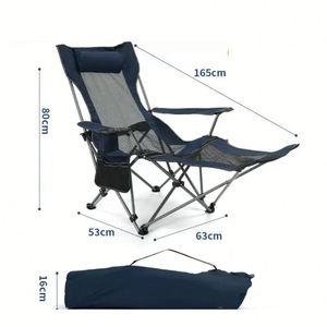 Chaise de camping et de pêche pliable d'extérieur avec dossier rétractable en alliage d'aluminium léger et portable - Product Image 2