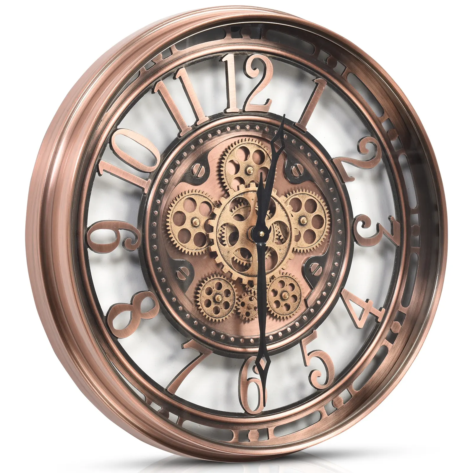 INFINITY TIME Steampunk Unique Vintage Rustic Unique 3D Wall Clock Large Industrial Loft Metal Moving Gear Wall Clock