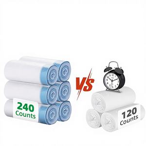 240 recuentos bolsa de basura con cordón azul resistente sin perfume HDPE LDPE material bolsa de basura Reciclada a prueba de fugas impermeable - Product Image 1