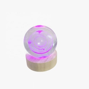 Lampe boule de cristal laser 3D système solaire pour enfants lampe de nuit lampe boule ronde romantique 3D intérieur salle d'étude décor de chevet - Product Image 4