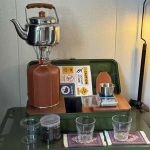 Sıcak satış dayanıklı Metal araç su ısıtıcısı soba çay kahve piknikler için kupa seti taşınabilir açık kamp dişli seyahat - Product Image 3