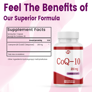 Complément alimentaire HACCP OEM CoQ-10 200 mg 60 gélules végétaliennes pour la santé cardiovasculaire - Coenzyme Ubiquinone - Product Image 2