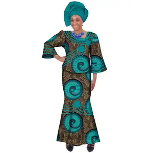 Vestido de mujer estampado batik étnico africano. Vestido étnico africano de algodón. Falda larga