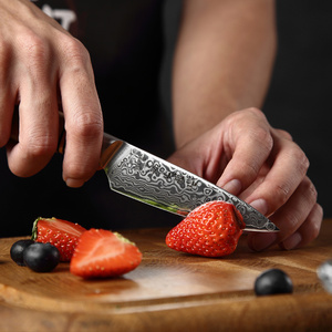 Coltello da Cucina HEZHEN in Acciaio Damascato per Frutta con Manico in Legno di Sicomoro Figurato - Product Image 4