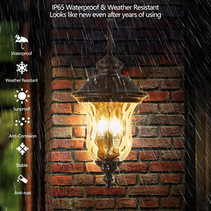 Grandi luci esterne, 22 pollici lanterne esterne nere impermeabili per il portico anteriore Garage balcone sensore di luce interruttore - Product Image 2