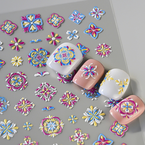 5D patrón bohemio en relieve pegatinas para decoración de uñas Retro elegante bordado estilo bohemio calcomanías de flores suministros de decoración de uñas herramienta - Product Image 4