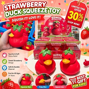 Squishy géant en forme de canard fraise de Noël, à remontée lente, jouets à presser, canard géant en forme de squishy, en stock, emballé en coffret cadeau - Product Image 3