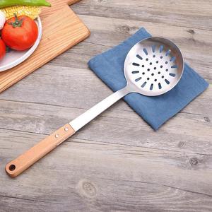 Stainless Steel Cooking Utensils Set With Wooden <b>Handles</b> 5 Piece Kitchen Spatulas Slotted Spoon Set For Home Use - Product Image 3