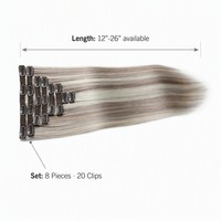 Extensions de cheveux à clipser, mèches de cheveux humains Remy, 100 % naturelles, double épaisseur, avec clips pour femmes, pour ajouter du volume instantané.