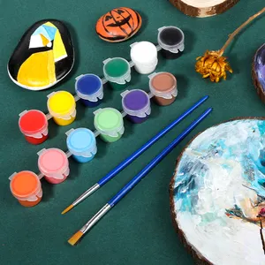 Gxin K001B 12 colori Set di colori acrilici per artisti pennelli 5ml Vibrant Draw Tools bambini colori acrilici Paint Art Drawing