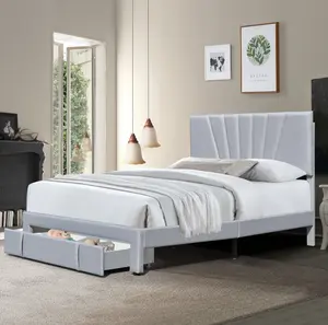 Cama queen design design com gaveta, tamanho da rainha, estofos, cama de armazenamento com gaveta, novo, 2022