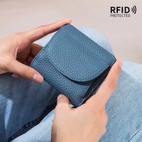 Dompet Lipat Tiga Kulit Sapi Asli Wanita, Banyak Slot Kartu, Dompet Koin Kulit Pebble, Penjepit Uang untuk Wanita