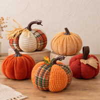 Lot d'ornements tricotés en forme de citrouille pour la fête de la récolte, Thanksgiving, décoration d'automne, 6x9cm, 5cm, 10cm, en polyester, 3 styles, en gros pour la maison, la table, ou comme cadeau