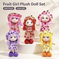 Poupée en tissu personnalisée sur le thème des fruits, mignonne poupée tressée pour fille avec robe et chapeau imprimés de fruits, jouet cadeau pour enfants, vente en gros
