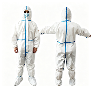 Bata Médica Protectora Desechable con Capucha, Puños Elásticos, Cintura Elástica, Mono de una Pieza, No Tejido, para Uso Clínico - Product Image 3