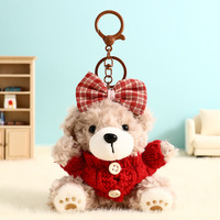 Porte-clés peluche ours en peluche pendentif petit sac à dos en cuir décoration et cadeau pour les couples autres porte-clés