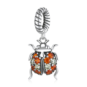 Colgante de Mariquita Delicado de Plata de Ley 925 con Circonita Brillante para Joyería Fina DIY <span class=keywords><strong>en</strong></span> Pulsera o Collar SCC2179 - Product Image 1