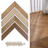Plancher en bois d'ingénierie à couche supérieure en bois véritable, parquet massif composite en chêne européen à trois couches, motif chevrons