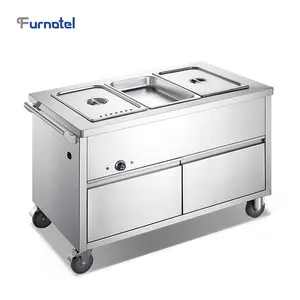 Hot Bain Marie Hotel Service Trolley 3 GN 1/1 Pan Restaurant Serving Equipments