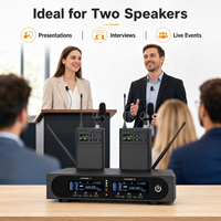 Sistem Lavalier Nirkabel Dua Kanal EX602-T, Mikrofon Lavalier Nirkabel UHF True Diversity untuk Pertunjukan Panggung, Pidato