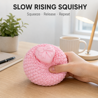 Jouet Squishy Gâteau Rose en forme de Dôme, à remontée lente, motif Cœur, Nœud et Taches, anti-stress, cadeau de bureau