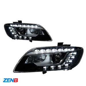 Pour Audi Q7 2006-2009, ensemble de phares, modèle ancien mis à niveau vers le nouveau modèle avec feux de jour LED et projecteur à double faisceau - Product Image 1